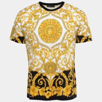 Pre Owned Versace Multicolor Baroque Print Cotton T-Shirt L