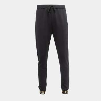 Pre Owned Versace Black Knit Medussa Logo Detail Track pants XXL