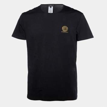 Pre Owned Versace Black Medusa Crest Printed Cotton Knit T-Shirt XXL