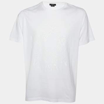 Pre Owned Versace White Tonal Medusa Printed Cotton Knit t-Shirt L