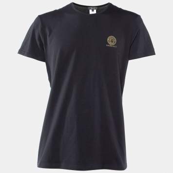 Pre Owned Versace Black Medusa Crest Printed Cotton Knit T-Shirt XXL