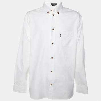 Pre Owned Versace White Cotton Medusa Button Detail Heritage Fit Shirt 3XL
