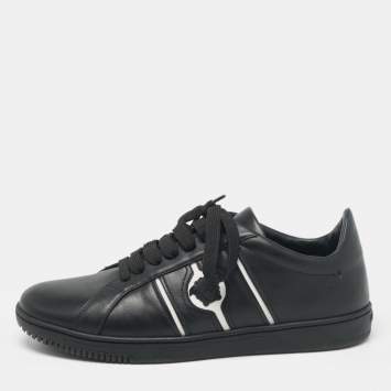 Pre Owned Versace Black Leather Medusa Lace Up Sneakers Size 41