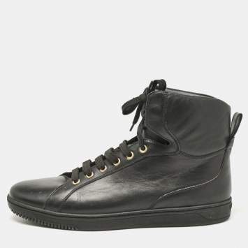 Versace Black Leather High Top Sneakers Size 42