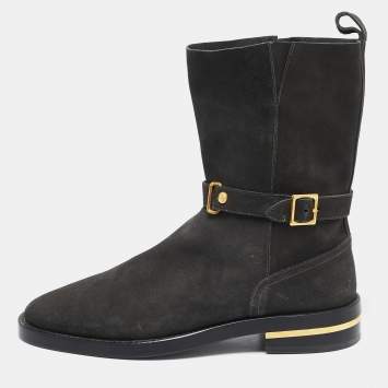 Versace Olive Green Suede Ankle Boots Size 44