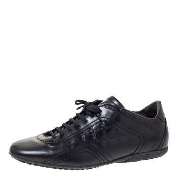 Pre Owned Versace Black Leather Low Top Sneakers Size 44