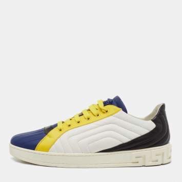 Pre Owned Versace Multicolor Quilted Leather Medusa Sneakers Size 43