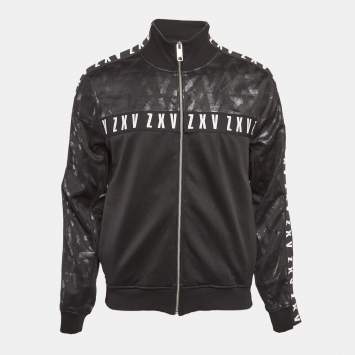 Pre Owned Versus Versace X  Zayn Black Printed Jersey Zip-Up Active Jacket L