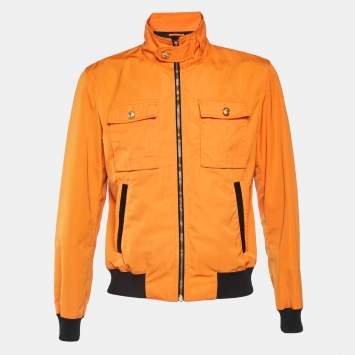 Pre Owned Versus Versace Orange Synthetic Bomber Jacket L