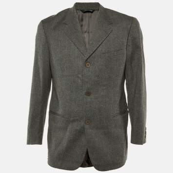 Pre Owned Versus Versace Grey Wool Button Front Blazer L