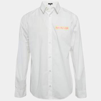 Pre Owned Versus Versace White Cotton Logo Printed Shirt L