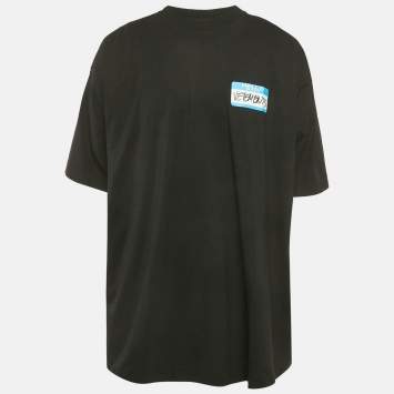 Pre Owned Vetements Limited Edition Unisex Black Printed Jersey Oversized T-Shirt M