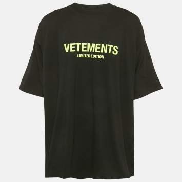 Pre Owned Vetements Limited Edition Unisex Black Printed Jersey Oversized T-Shirt L
