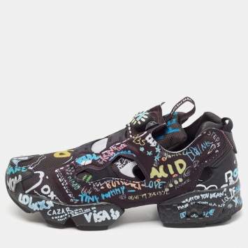 Vetements x Reebok Black Graffiti Fabric Instapump Fury Sneakers Size 40