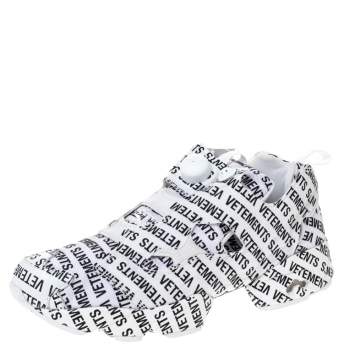 Pre Owned Vetements x Reebok White/Black Monogram Nylon And Fabric Instapump Fury Sneakers Size 42