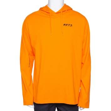 Pre Owned Vetements Orange Pets Print Cotton Oversized Hoodie XS