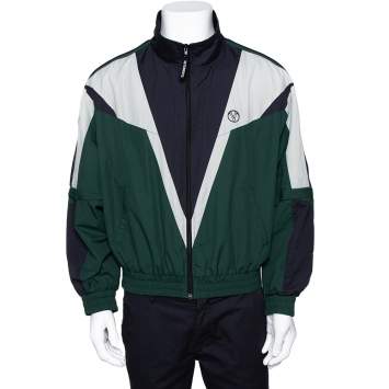 Pre Owned Vetements Green Rear Logo Print Zip Up Track Jacket M
