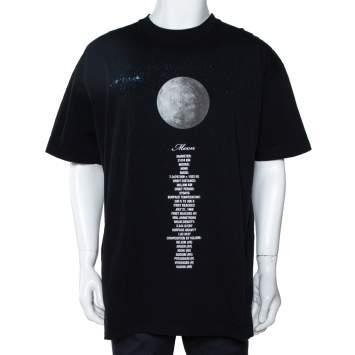 Pre Owned Vetements Black Cotton Zodiac Planet Moon Print Oversized T Shirt S