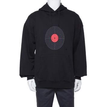 Pre Owned Vetements Black Knit Target Print Distressed Oversized Hoodie XS