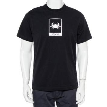 Pre Owned Vetements Black Cancer Zodiac Printed Cotton Roundneck T-Shirt M