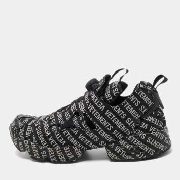 Pre Owned Vetements x Reebok Black/White Monogram Nylon And Fabric Instapump Fury Sneakers Size 42