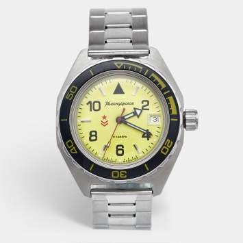مملوكة مسبقًا Vostok Komandirskie 650855 Yellow Dial Stainless Steel Men's Wristwatch 41.6 mm