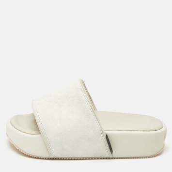 Pre Owned Y-3 Grey Suede Platform Slide Sandals Size 40.5