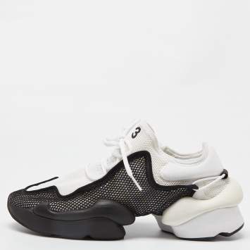 Pre Owned Y-3 Adidas White/Black Mesh Low Top Sneakers Size 44