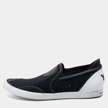 Pre Owned Y-3 Black Fabric and Leather Slip on Sneakers Size 42 2/3