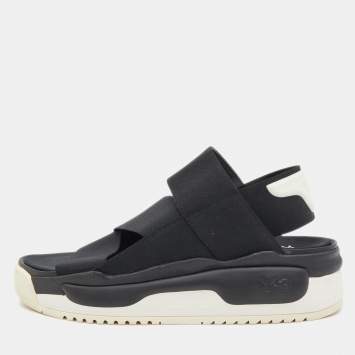 Pre Owned Y-3 Black Elastic Slingback Flat Sandals Size 46