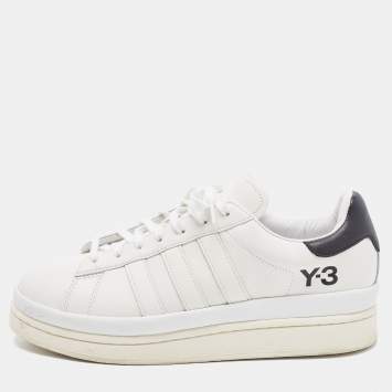 Pre Owned Y-3 White/Black Leather Yohji Star Low-Top Sneakers Size 42 2/3