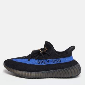 Pre Owned Adidas Yeezy Boost Blue Knit Fabric 350 V2 Dazzling Sneakers Size 46 2/3