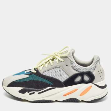 Pre Owned Yeezy x Adidas Multicolor Suede and Mesh Boost 700 Wave Runner Sneakers Size 45 1/3
