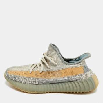 Pre Owned Yeezy Boost 350 V2 Israfil Size 43.5 Grey Knit Fabric Low Top Sneakers