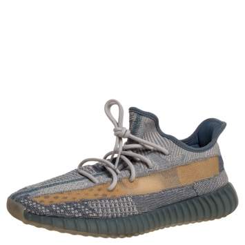 Pre Owned Yeezy x Adidas Grey/Beige Knit Boost 350 V2 Israfil Sneakers Size 48