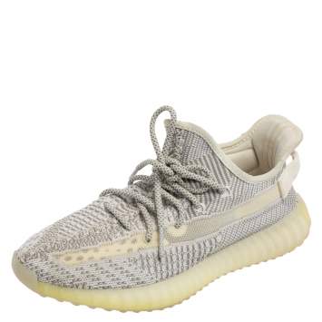 Pre Owned Yeezy x adidas Grey/White Knit Fabric Boost 350 V2 Cloud Reflective Sneakers Size 42