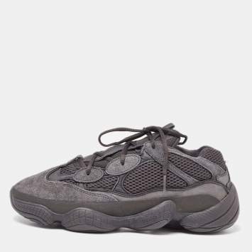 Pre Owned Yeezy x Adidas Black Mesh and Suede Boost 500 Utility Black Sneakers Size 46 2/3