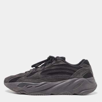 Pre Owned Adidas Yeezy Black Suede and Fabric Boost 700 V2 Vanta Sneakers Size 46 2/3