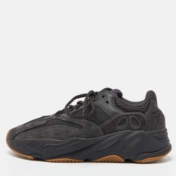Pre Owned Yeezy x Adidas Black Mesh and Suede Boost 700 Utility Black Sneakers Size 41 1/3