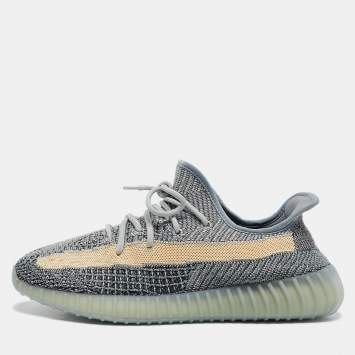 Pre Owned Yeezy x Adidas Multicolor Knit Fabric Boost 350 V2 Ash Blue Sneakers Size 46 2/3