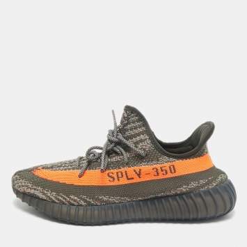 Yeezy x Adidas Grey Knit Fabric Boost 350 V2 Carbon Beluga Sneakers Size 46 2/3