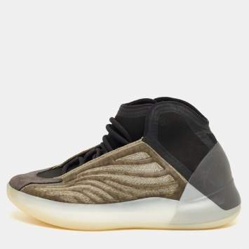 Pre Owned Yeezy x Adidas Grey/Black Suede and Knit Fabric QNTM Barium Sneakers Size 37 1/3