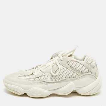Pre Owned Yeezy x Adidas 500 Size 44 Cream Mesh and Suede Low Top Sneakers