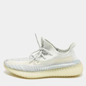 Pre Owned Yeezy x Adidas Boost 350 V2 Size 44 Blue Knit Fabric Low Top Sneakers