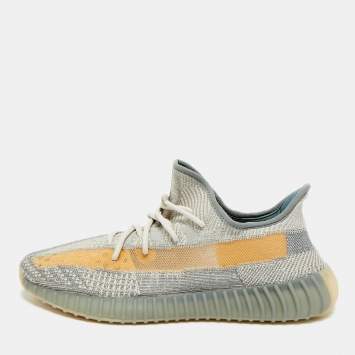 Pre Owned Yeezy x Adidas Boost 350 V2 Israfil Size 48 Grey/Beige Knit Fabric Low Top Sneakers
