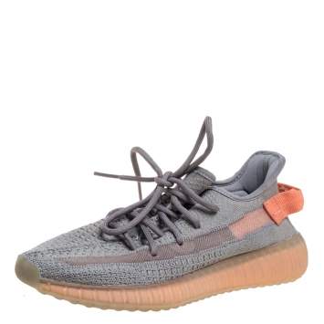 Pre Owned Adidas Yeezy Grey Knit Fabric And Mesh Boost 350 V2 Tail Light Sneakers Size 40