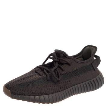 Pre Owned Yeezy x Adidas Dark Grey Cotton Knit Boost 350 V2 Cinder Sneakers Size 42