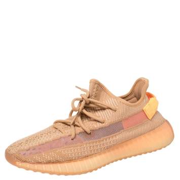 Pre Owned Yeezy x adidas Clay Cotton Knit Fabric Boost 350 V2 Sneakers Size 43 1/3