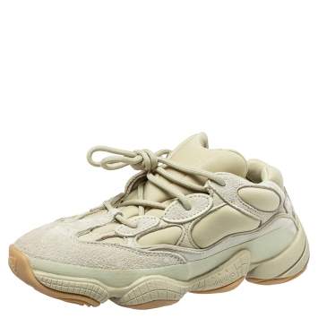 Pre Owned Yeezy x Adidas Green Suede and Fabric Yeezy 500 Stone Sneakers Size 38.5