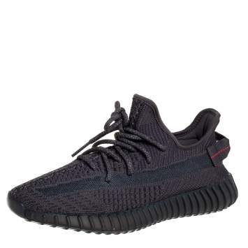 Pre Owned Yeezy x adidas Black Knit Fabric Boost 350 V2 Sneakers Size 41 1/3